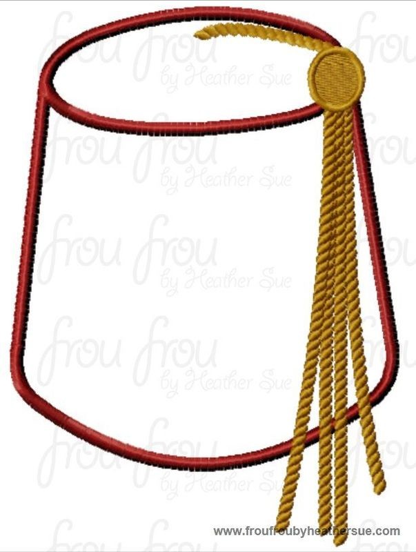 Fez Who Machine Applique Embroidery Design Multiple Sizes