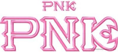 Monster College Sorority PNK Machine Applique Embroidery Design, Multiple sizes, including 4 inch