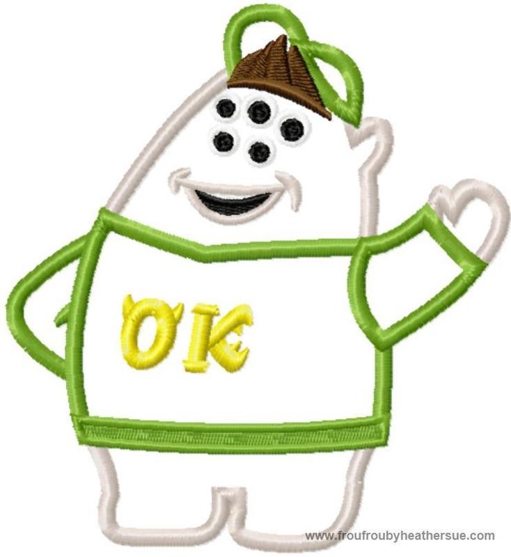 Squashy Monster College Machine Applique Embroidery Design, Multiple sizes, including 4 inch