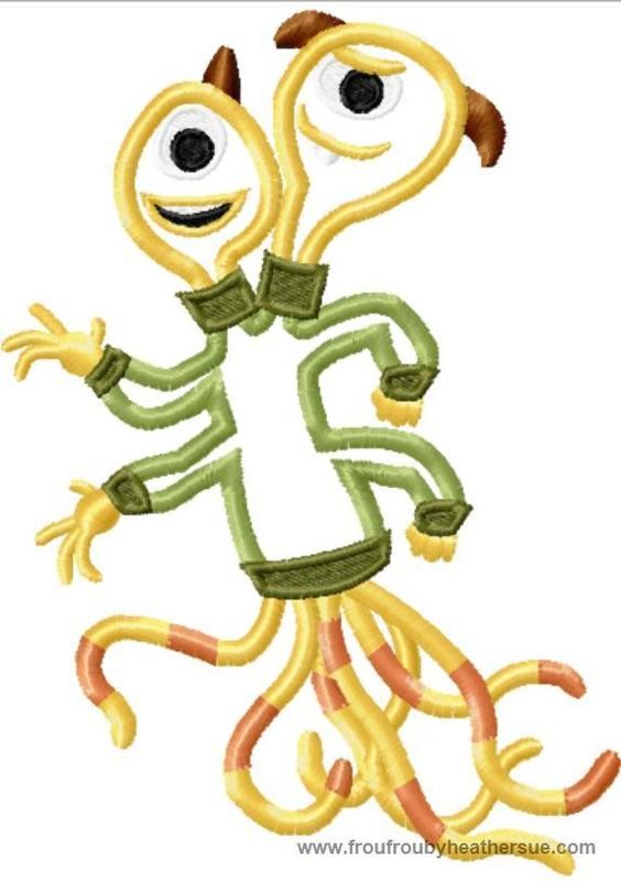 Teresa Monster College Machine Applique Embroidery Design, Multiple sizes, including 4 inch