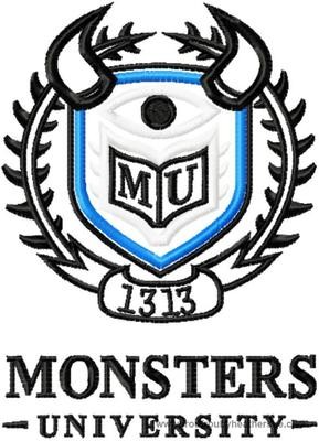 Monster College Logo Machine Applique Embroidery Design, Multiple sizes, including 4 inch