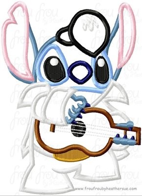 Lila's Alien as The King of Rock 'N Roll Applique Embroidery Design, Multiple Sizes, including 4 inch
