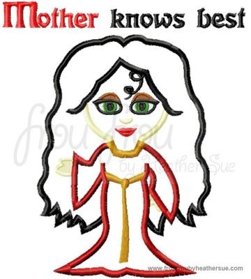 Mother Goth and Mother Knows Best Wording TWO Design SET Little Princess Cutie Machine Applique Embroidery Design, Multiple Sizes