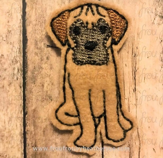 Clippie Mastiff Dog Full Body Machine Embroidery In The Hoop Project 1.5, 2, 3, and 4 inch