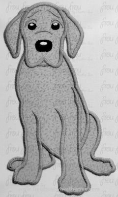 Great Dane Dog Machine Applique Embroidery Design, multiple sizes, including 2"-16"