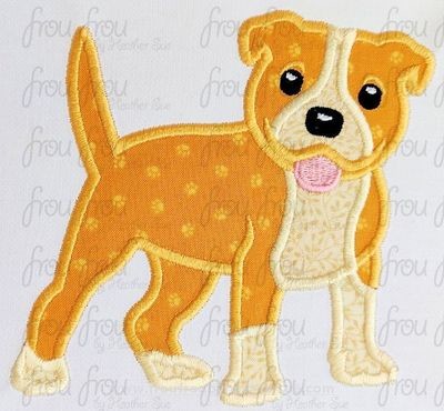 Pit Bull Dog Machine Applique Embroidery Design, multiple sizes, including 2"-16"