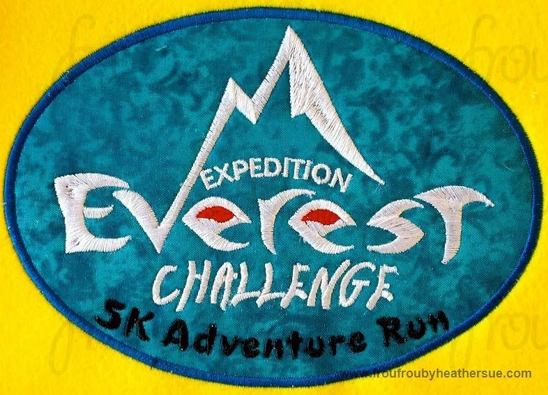Ex Everest Challenge 5K machine applique Embroidery Design, multiple sizes- including 4  inch