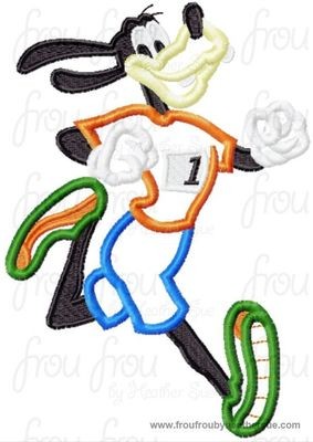 Running Guufy Marathon Race Machine Applique Embroidery Design, multiple sizes including 4 inch