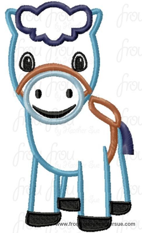 Sparks Horse Pony Sheriff Cat Machine Applique Embroidery Design, multiple sizes including 4 inch