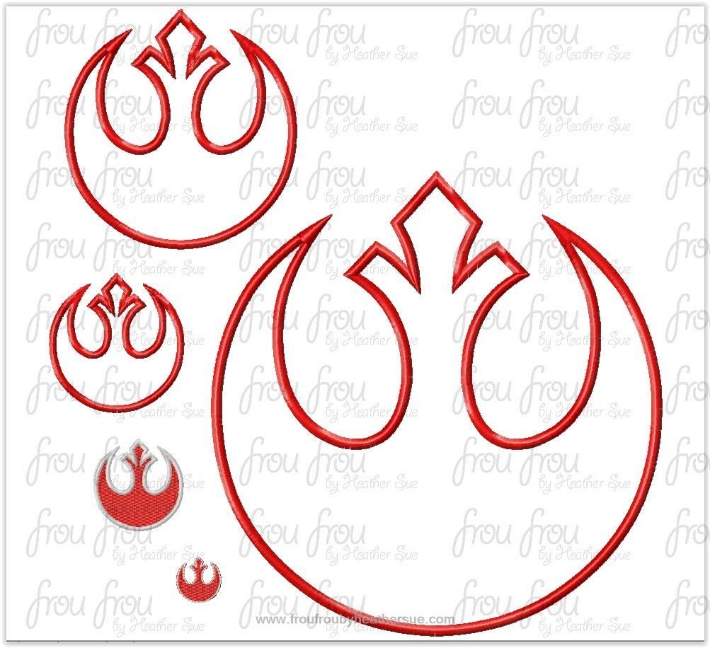 Rebellious Symbol Space Wars Machine Applique Embroidery Design Multiple Sizes, including 1&quot;-16&quot;