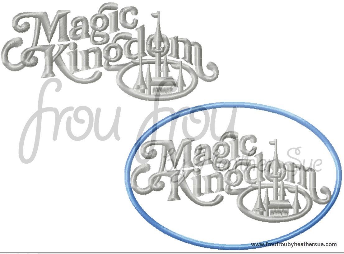 Magic World Wording with and without frame Machine Applique Embroidery Design, Multiple sizes including 4 inch