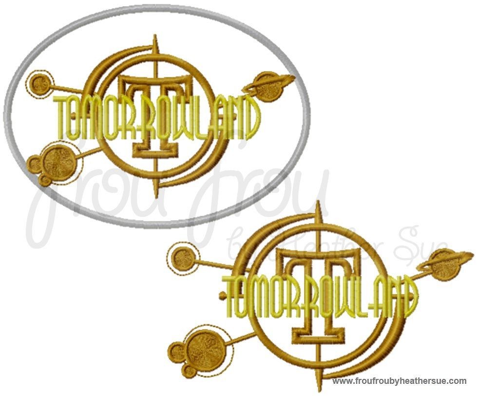 Tomorrow World Wording with and without frame Machine Applique Embroidery Design, Multiple sizes including 4 inch