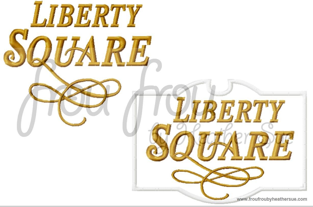 Liberty World Wording with and without frame Machine Applique Embroidery Design, Multiple sizes including 4 inch