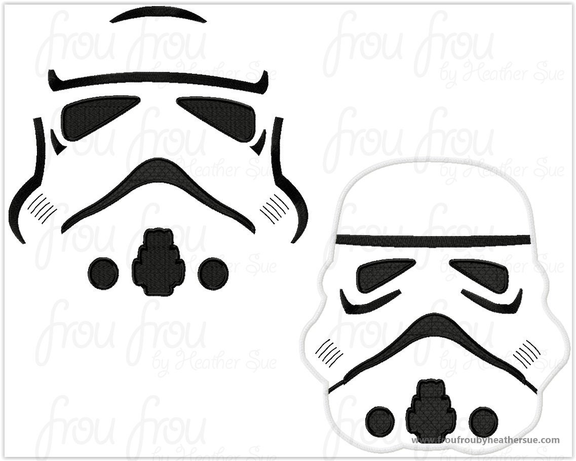 Storm Face and Head Space Wars TWO Machine Embroidery Designs Multiple Sizes, including 2&quot;-16&quot;