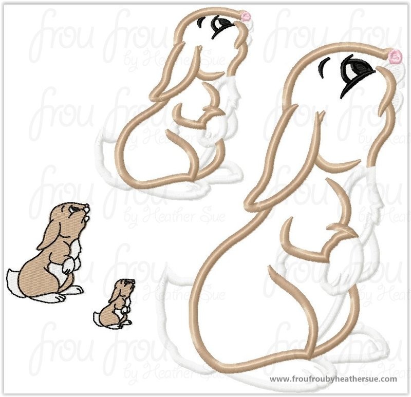 Rabbit Snowy White Machine Applique Embroidery Design, Multiple sizes including 1 inch- 8 inch