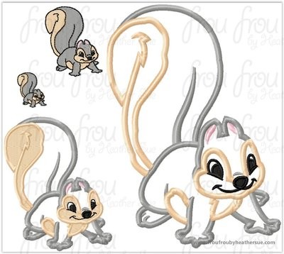 Squirrel Snowy White Machine Applique Embroidery Design, Multiple sizes including 1 inch- 8 inch