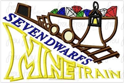 Mine Ride Roller Coaster Snowy White Machine Applique Embroidery Design, Multiple sizes including 4"-16"