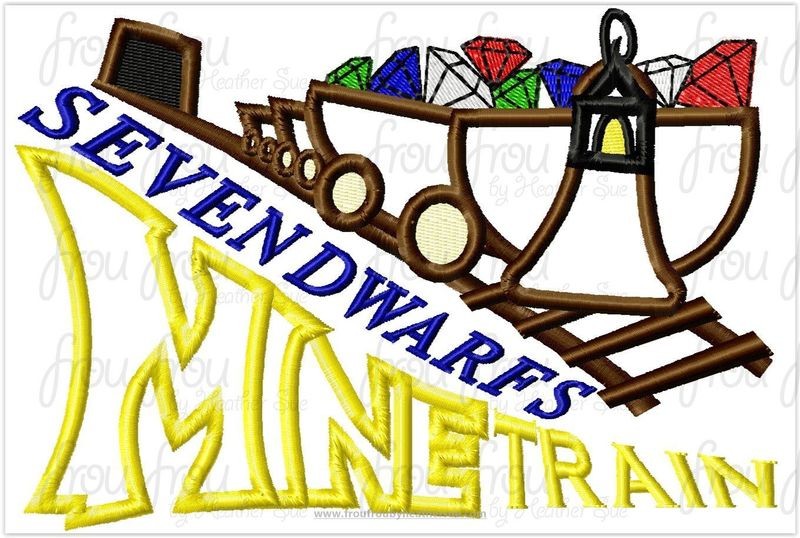 Mine Ride Roller Coaster Snowy White Machine Applique Embroidery Design, Multiple sizes including 4&quot;-16&quot;