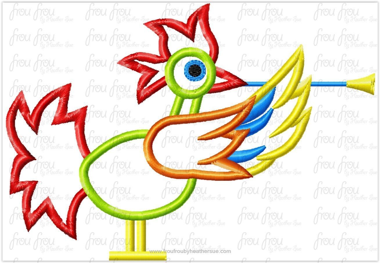 Rooster Mexican It&#39;s a Small Globe Ride  Machine Applique Embroidery Design, Multiple Sizes including 2&quot;-16&quot;