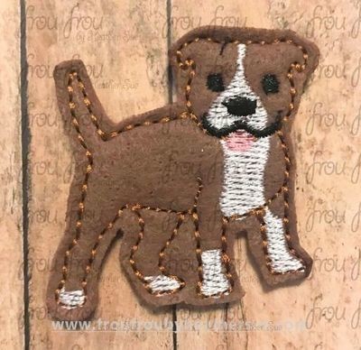 Clippie Pit Bull Dog Full Body Machine Embroidery In The Hoop Project 1.5, 2, 3, and 4 inch