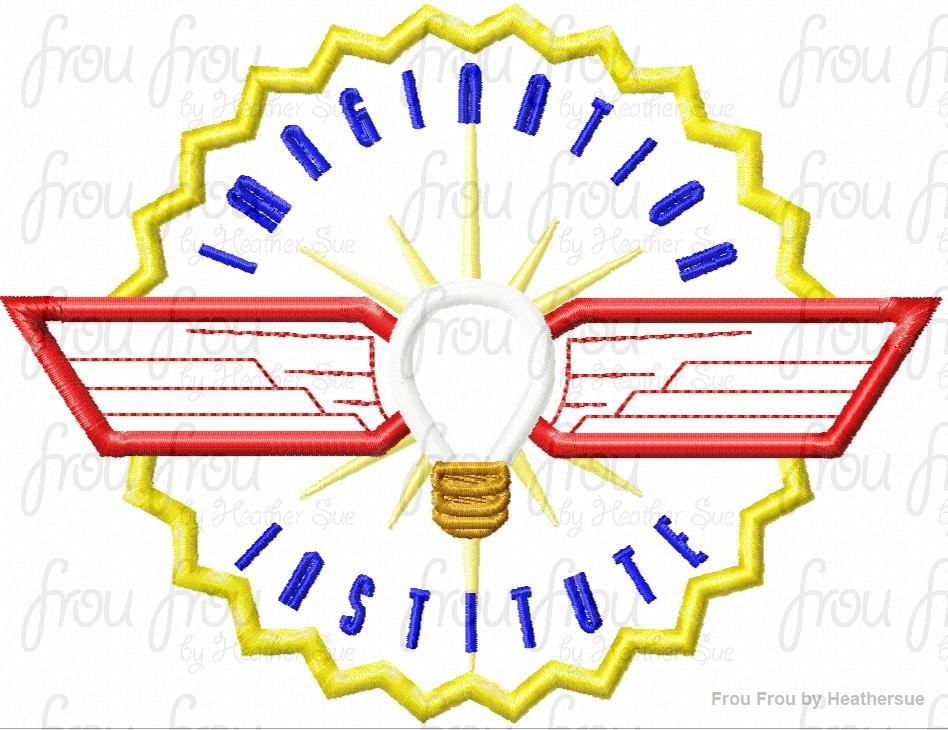 Imagination School Logo Machine Applique Embroidery Design, Multiple sizes including 4 inch