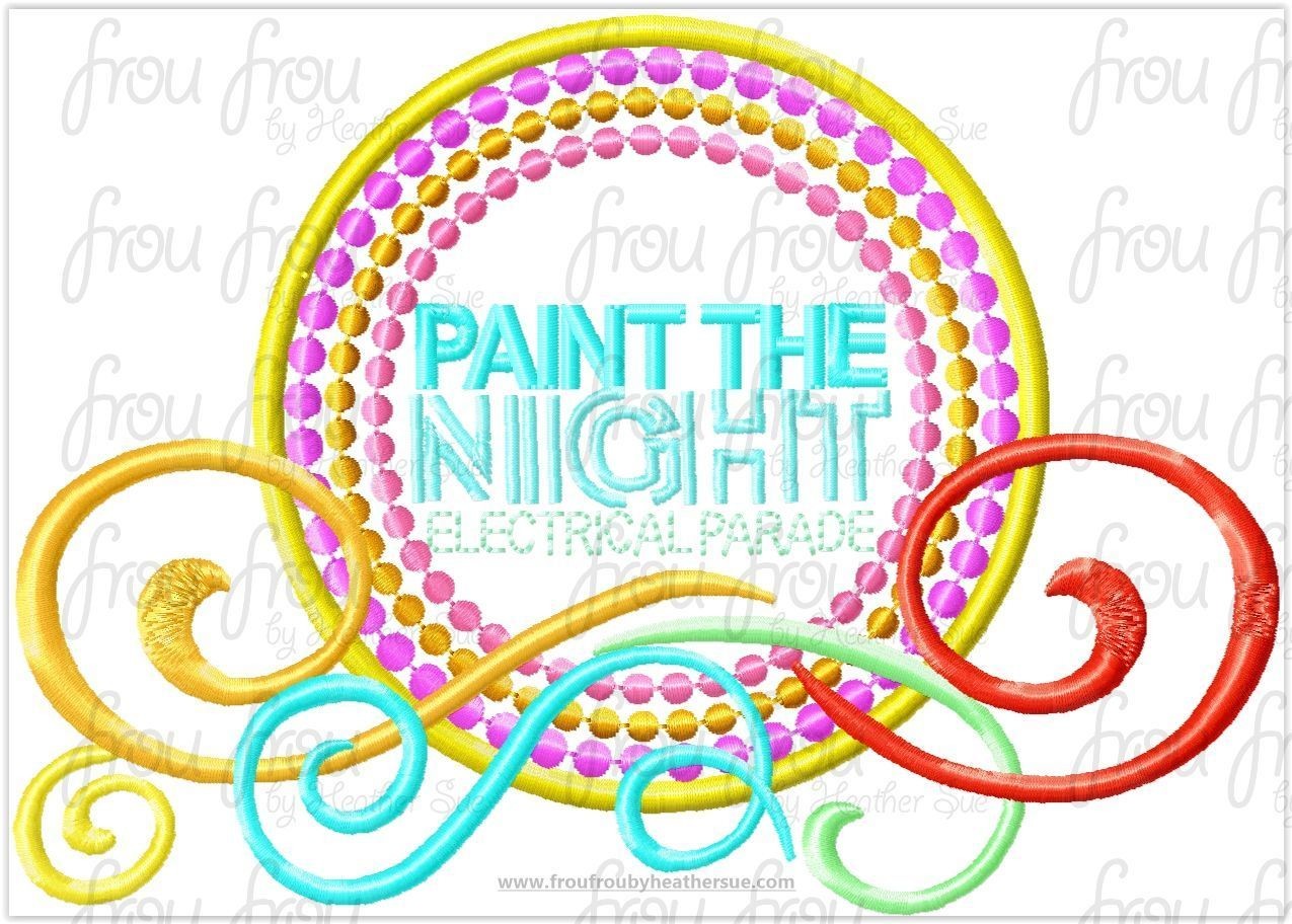 Paint Parade with Swirls Machine Applique Embroidery Design, Multiple sizes including 4&quot;-16&quot;