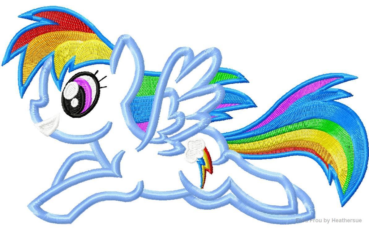 Rainbow Little Horse Machine Applique Embroidery Design, mutliple sizes, including 4 inch