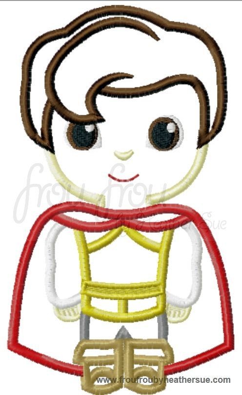 Snowy White&#39;s Prince Cutie Little Princess Machine Applique Embroidery Design, Multiple Sizes NOW INCLUDING 4 INCH