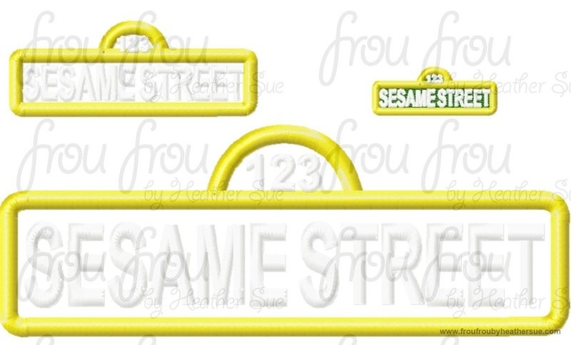 Sesameee Street Sign Machine Applique and filled Embroidery  Design Multiple Sizes, including 1.5, 2, 3,4 inch and more
