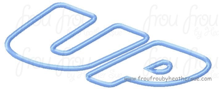 U.P. Wording Digital Embriodery Design Applique and filled multiple sizes, 1, 2, 3, 4, 7, and 10 inch