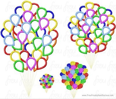 U.P. Balloons Machine Applique Embroidery Design 2