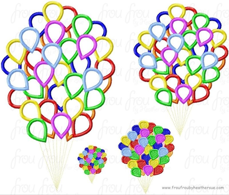 U.P.  Balloons Machine Applique Embroidery Design 2"-16"