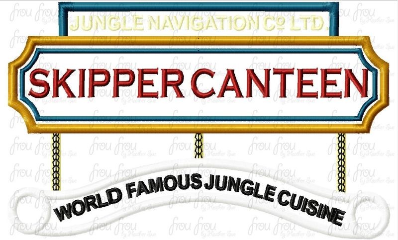 Skipper's Canteen Restaurant Logo Wording Machine Applique Embroidery Design, multiple sizes including 3"-16"