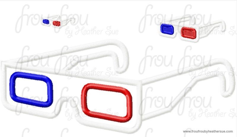 Tenth Doctor 3d Glasses Who Machine Applique Embroidery Design Multiple Sizes, including 4 inch