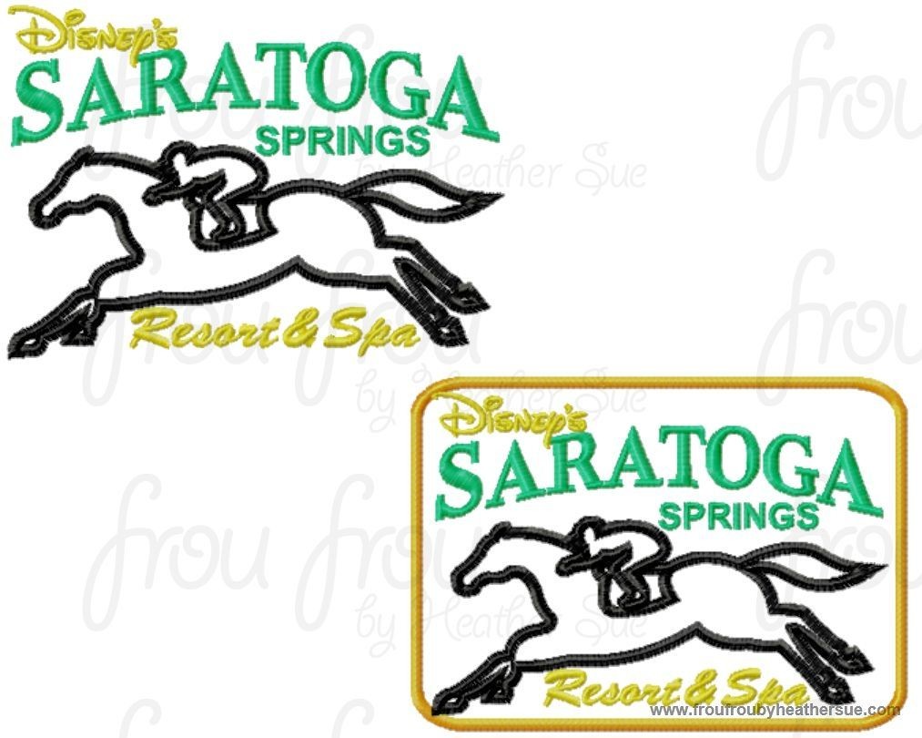 Saratoga Resort Hotel Motel sign TWO DESIGN SET machine applique Embroidery Design, multiple sizes- including 4 inch