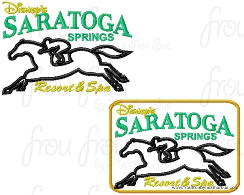 Saratoga Resort Hotel Motel sign TWO DESIGN SET machine applique Embroidery Design, multiple sizes- including 4  inch