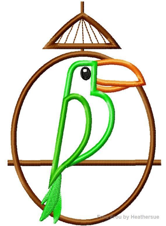 Teeki Room Bird Toucan Machine Applique Embroidery Design, Multiple sizes including 4 inch