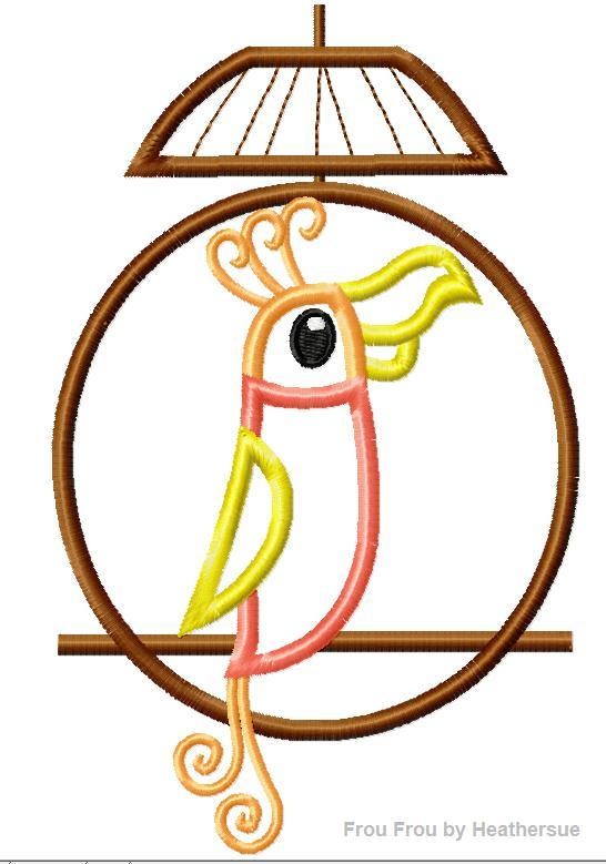 Teeki Room Bird Cockatoo Machine Applique Embroidery Design, Multiple sizes including 4 inch