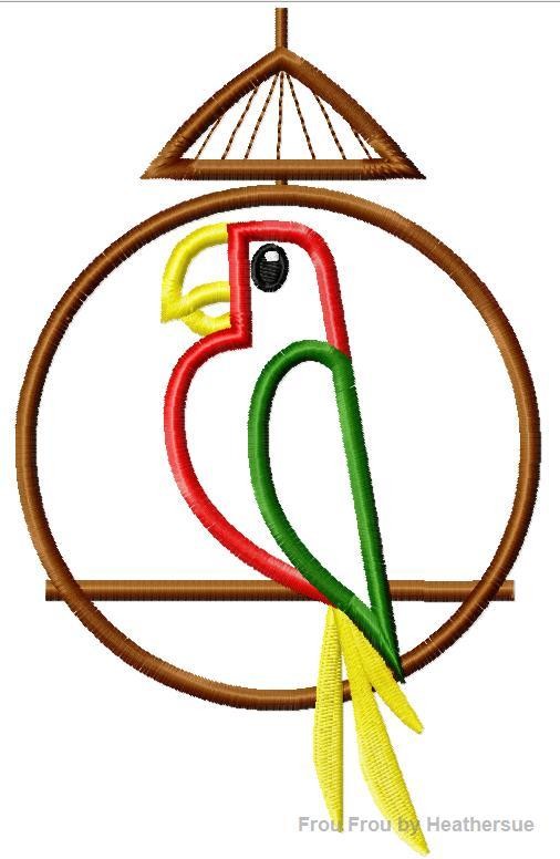 Teeki Room Bird Macaw Machine Applique Embroidery Design, Multiple sizes including 4 inch