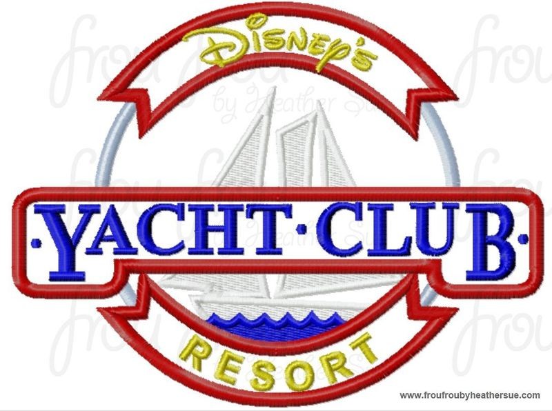 Yacht Resort Hotel Motel sign machine applique Embroidery Design, multiple sizes- including 4  inch