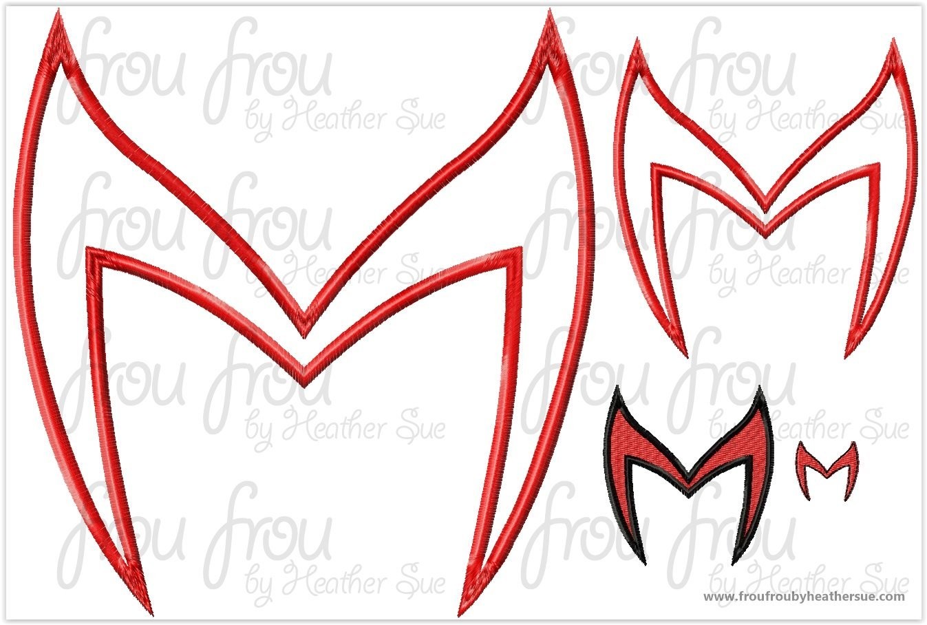 Scarlet Watch Superhero Super Hero Machine Applique Embroidery Designs, multiple sizes including 1, 2, 3, 4, 5, 6, 8, 10, 12, 14, and 16 inch