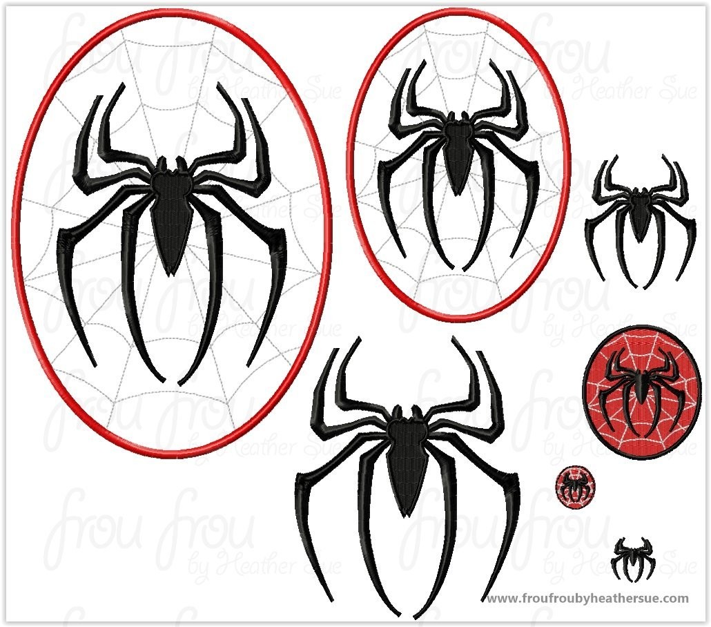 Spider Superhero Super Hero and Spider only TWO Design set Machine Applique Embroidery Design, Multiple sizes including 1, 2, 3, 4, 7, 8, 10, 12, 14, and 16 inch