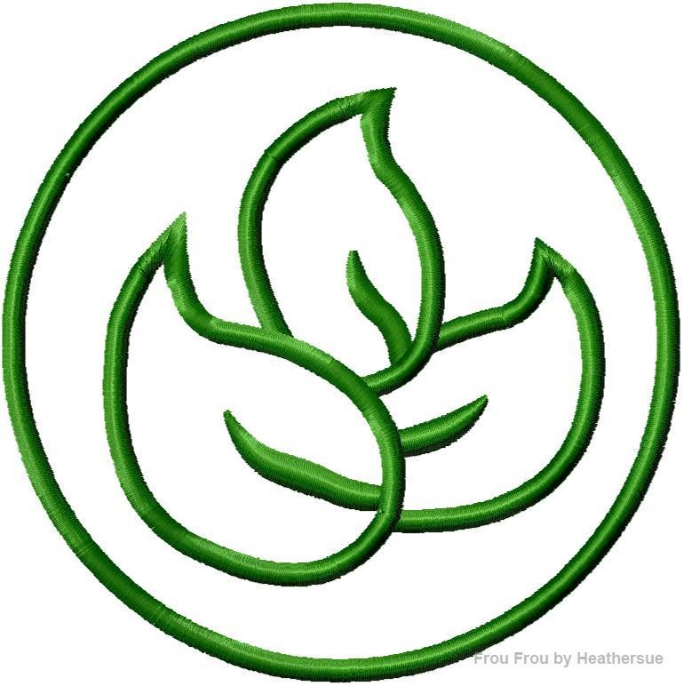 Sky Land Leaf Symbol Applique Embroidery Design, Multiple Sizes, including 1", 2", 3", 4", 5", and 6" inch