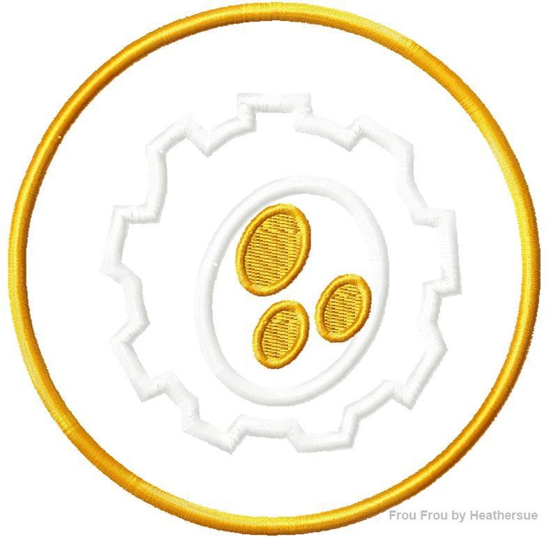 Sky Land Tech Symbol Applique Embroidery Design, Multiple Sizes, including 1", 2", 3", 4", 5", and 6" inch