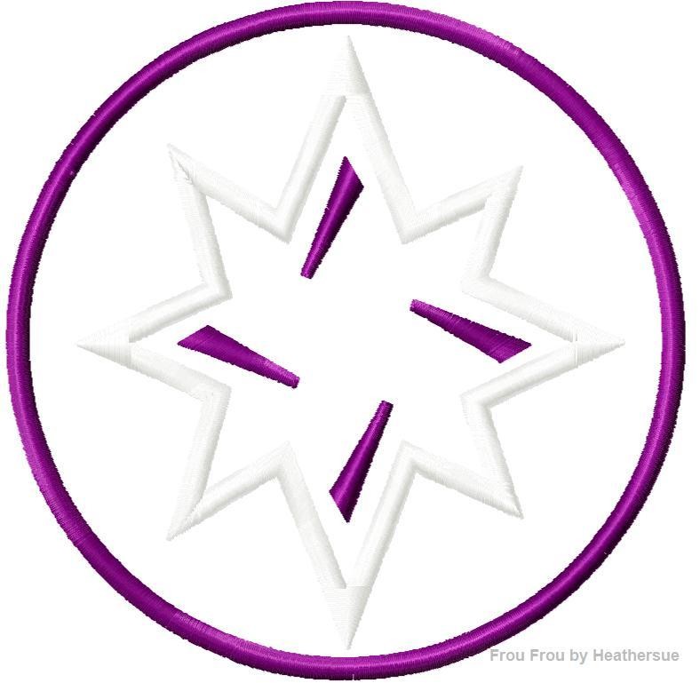 Sky Land Magic Symbol Applique Embroidery Design, Multiple Sizes, including 1", 2", 3", 4", 5", and 6" inch