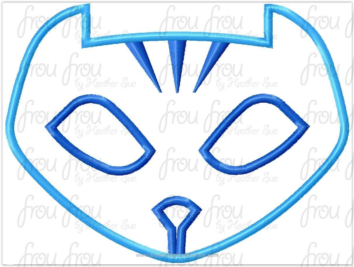 Kitty Boy Symbol Pajama Masks Machine Applique Embroidery Design, multiple sizes including 1&quot;-16&quot;