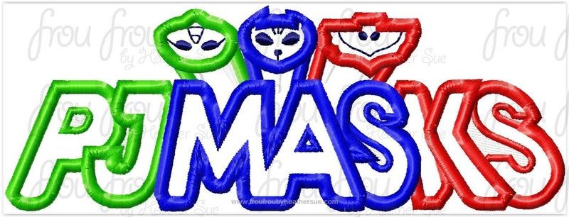 Pajama Masks Logo Machine Applique Embroidery Design, multiple sizes including 4&quot;-16&quot;