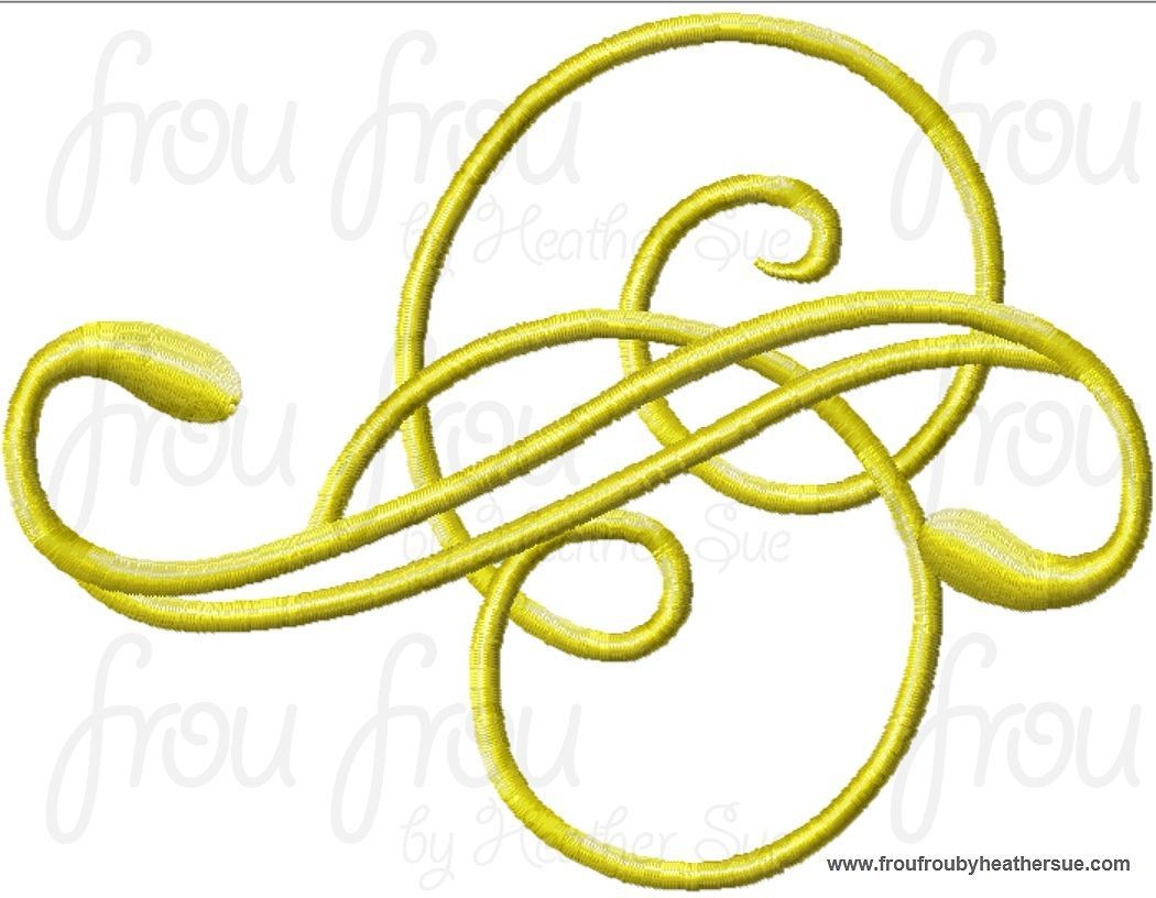 Scrollwork One Machine Embroidery Design Multiple sizes including 2, 3, 4, 5, 6, and 7 inch