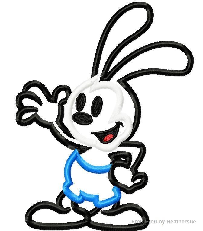 Ozzy the Lucky Rabbit Full Body Full Body Machine Applique Embroidery Design, Multiple Sizes, including 4 inch