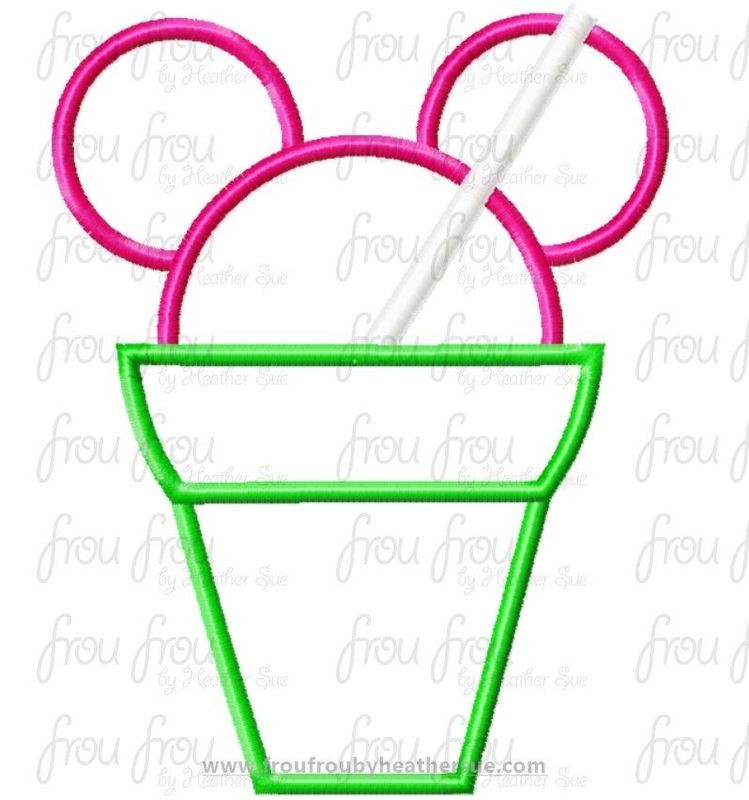 Shave Ice Mister Mouse Two Machine Applique and Filled Embroidery Design, Multiple sizes including 1.5"-16"